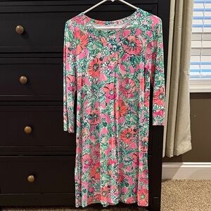 Lilly Pulitzer Pink and Green Floral Long Sleeve Dress